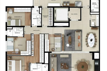 Apartamento novo com 129m² na Mooca com 2 suítes e 2 vagas.