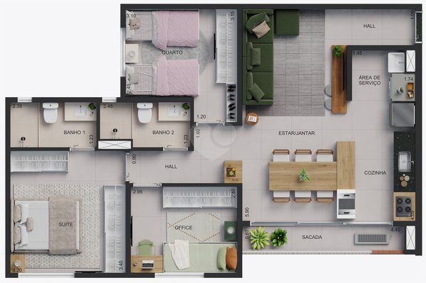 Planta Apartamento 76m²