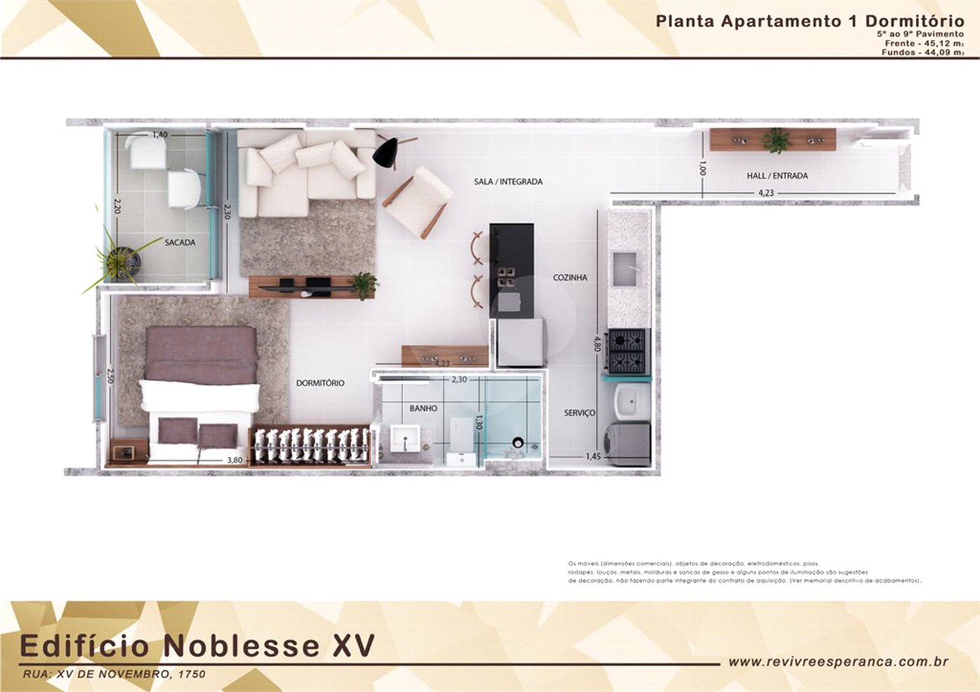 Apartamento Studio a venda no Edifício Noblesse XV de Novembro São Carlos