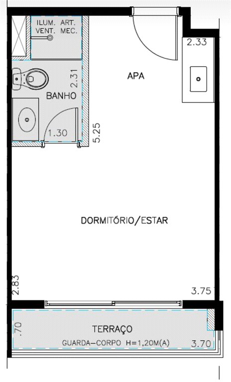 Apartamento à venda na Bela Vista de 24m2 com 1 dormitórios e sem vagas.Estuda Permuta.