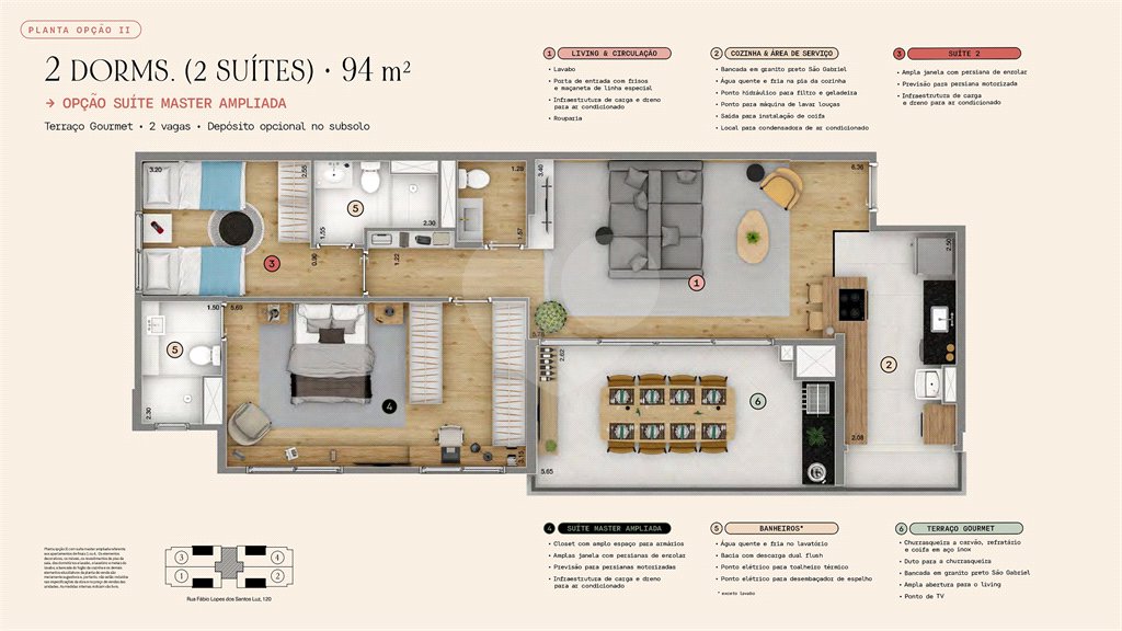94m² - 2 suítes / 2 vagas
