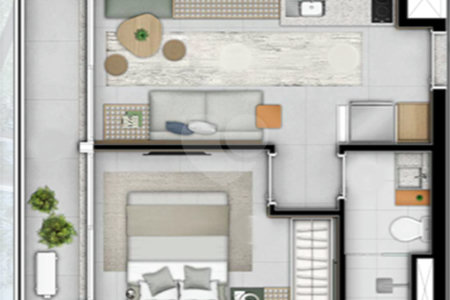Apartamento no Alto do Ipiranga, 1 quarto, 1 banheiro, quintal
