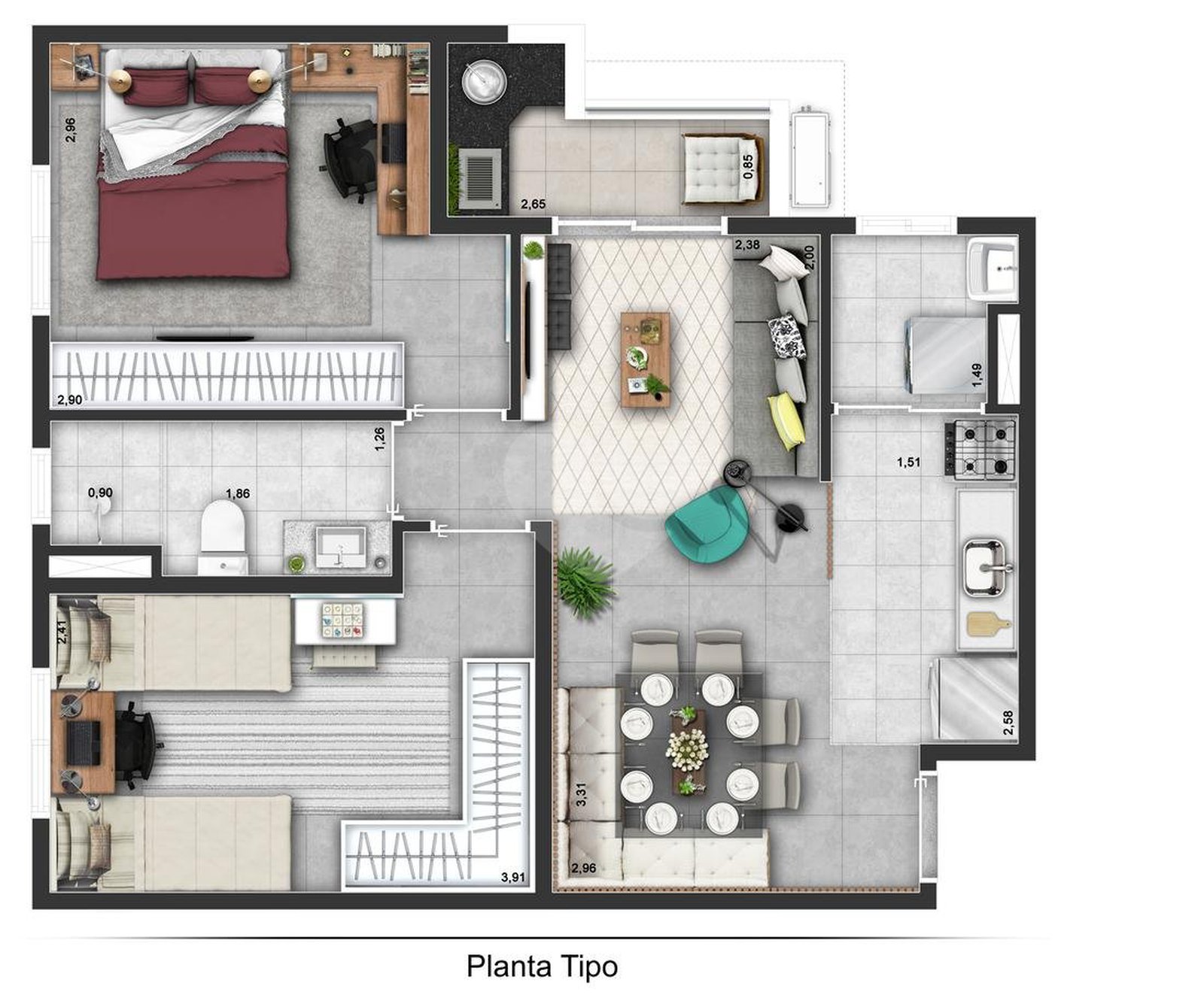 Apartamento 51m²