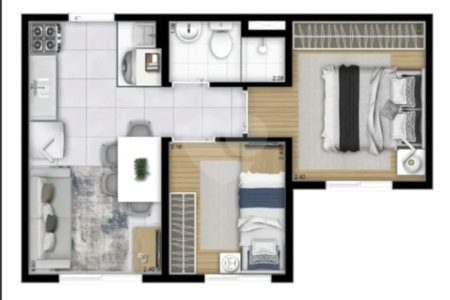 Apartamento com 32m², 2 dormitórios, à venda no Jaraguá.