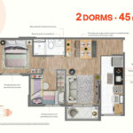45m² - 2 dorm / 1 vaga