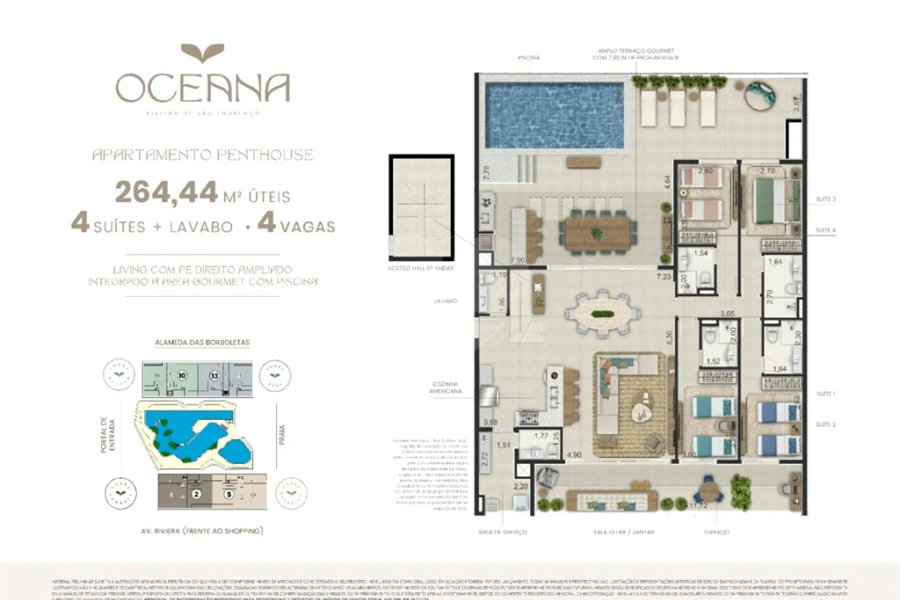 Apartamento à venda com 3 suítes em Riviera de São Lourenço, Bertioga, SP