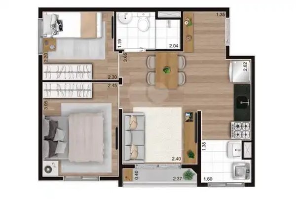 Planta Apartamento 38m²