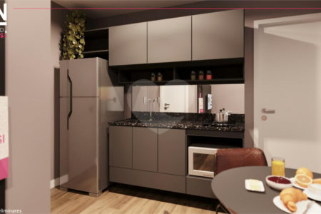 Apartamento studio à venda Jardins com 17,60m², mobiliado, 1 dormitório, banheiro, lazer