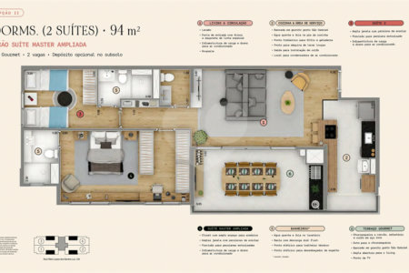 94m² - 2 suítes / 2 vagas