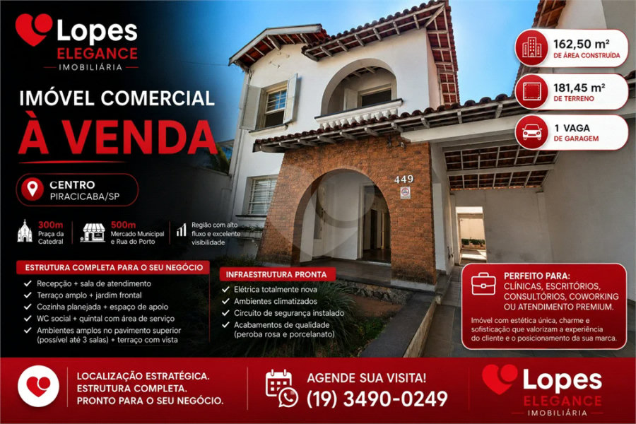 Imóvel comercial diferenciado no Centro de Piracicaba
