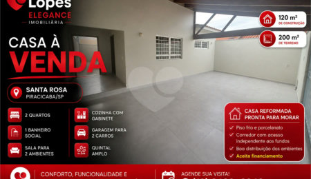 Casa à venda com 2 quartos em Santa Rosa Ipês, Piracicaba, SP