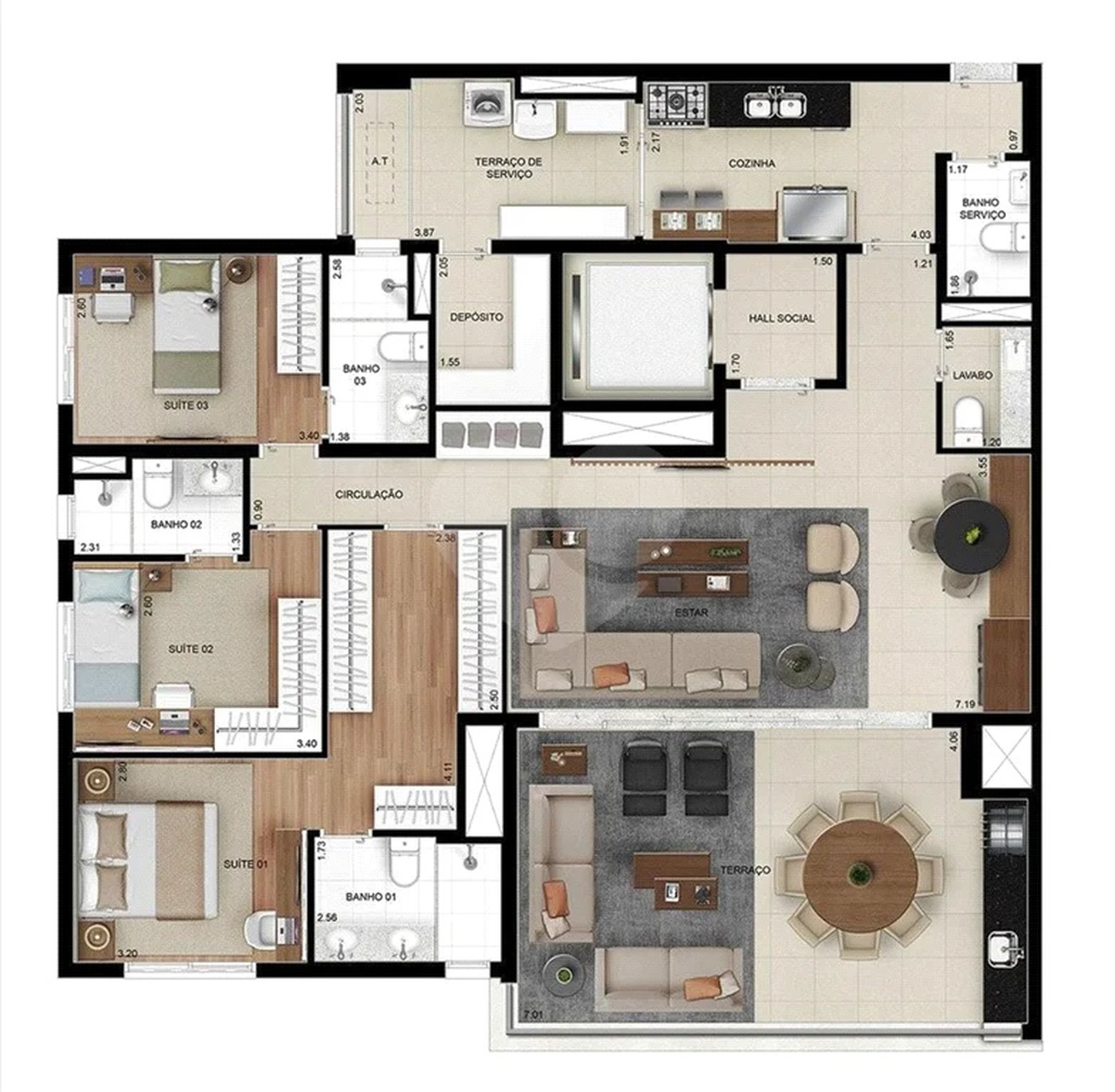 Apartamento novo com 129m² na Mooca com 2 suítes e 2 vagas.