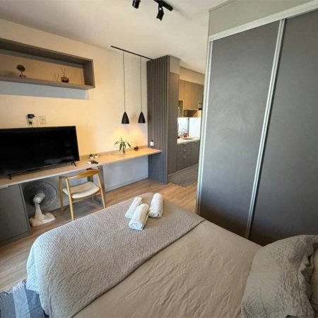 Studio à venda ou para alugar com 1 quarto, sendo 1 suíte, em Brooklin, São Paulo - SP