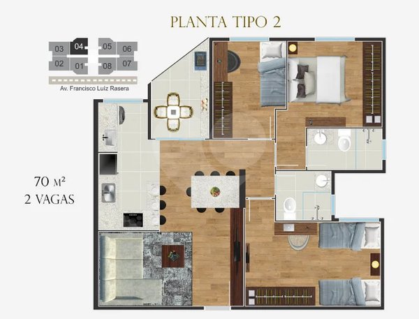 Planta Apartamento 70m²