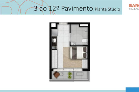Studio 25 m² – Barô Higienópolis by You, inc | São Paulo