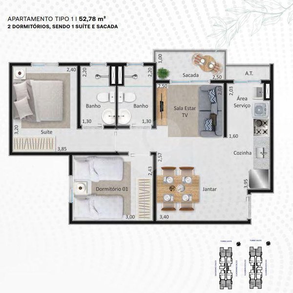 Planta Apartamento 52m²