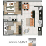 Apartamento 2 dormitórios com 1 vaga de garagem, excelente localização, programa MCMV, pagto parcelado