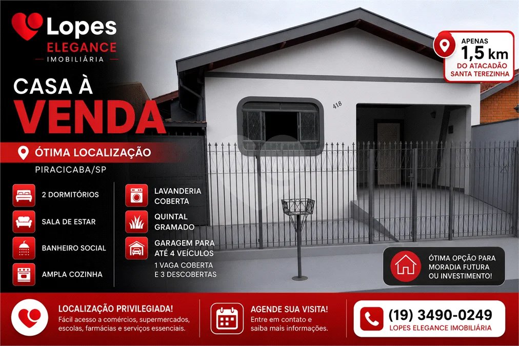 CASA À VENDA | ÓTIMA LOCALIZAÇÃO | PIRACICABA/SP