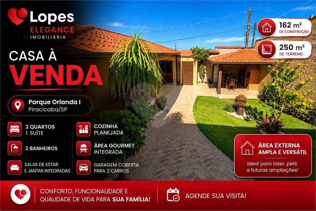 Casa com 2 Quartos à Venda – Parque Orlanda I | Piracicaba/SP - 162 m² de construção | Terreno 250 m²