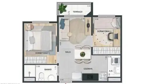 Planta Apartamento 36m²