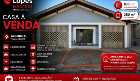 Casa à venda com 3 quartos em Jardim Algodoal, Piracicaba, SP