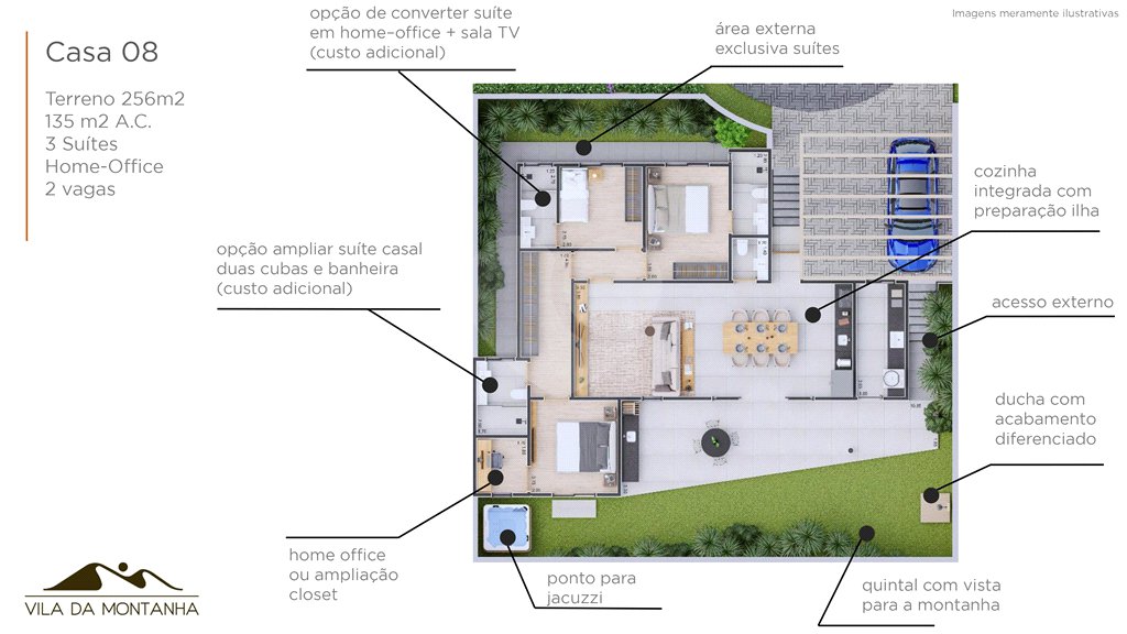 Casa em condomínio com vista para a montanha