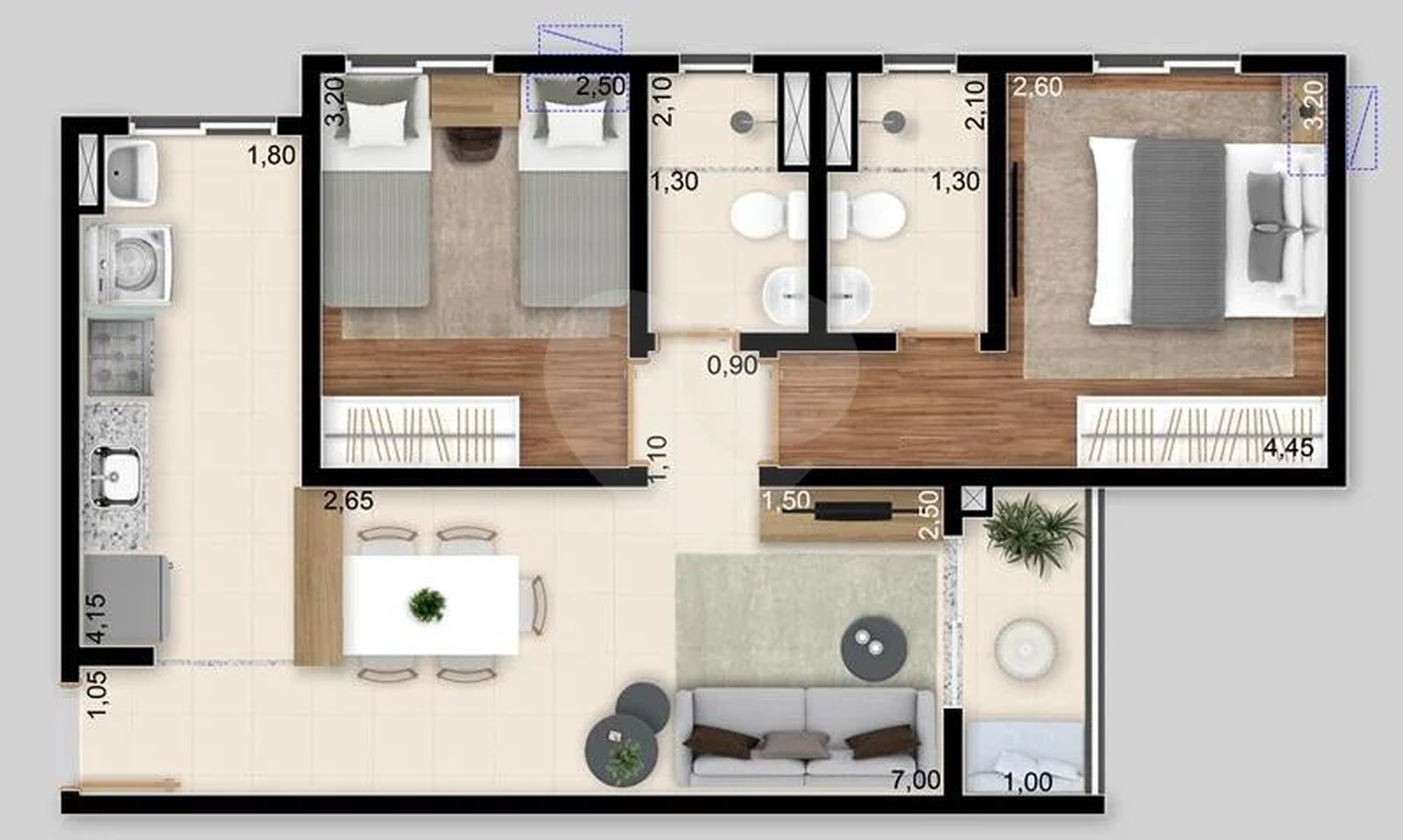 Apartamento 56m²